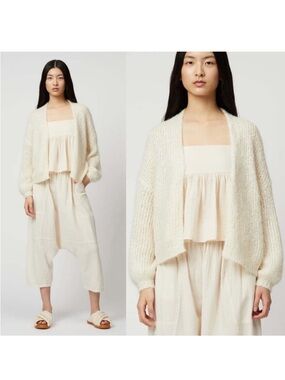 Atelier Delphine Cora Cardigan Suri Alpaca Cream Handmade Knit Sweater